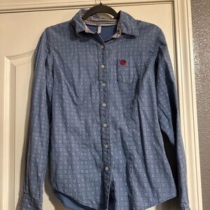 Cinch Blue Geometric Button Down Shirt